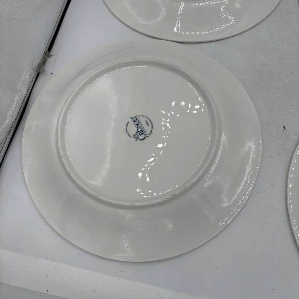 Gibson Dinner Plates Flourish White Embossed Fruit 10